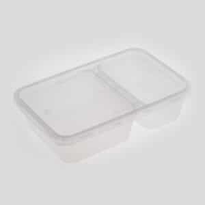 FC013 กล่องอาหารทรงสี่เหลี่ยม 2 ช่อง สีใส ขนาด 500 ml.