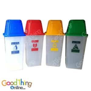 BIN60-1 ถังขยะ ขนาด 60 ลิตร ทรงเหลี่ยมฝาผลัก ถังใสฝาสี