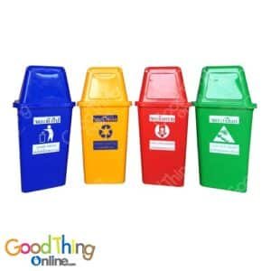 BIN60-2 ถังขยะ ขนาด 60 ลิตร ทรงเหลี่ยมฝาผลัก