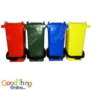 BIN120FT-1-L ถังขยะเท้าเหยียบ ขนาด 120 ลิตร ทรงเหลี่ยม ฝาเรียบ มีล้อ